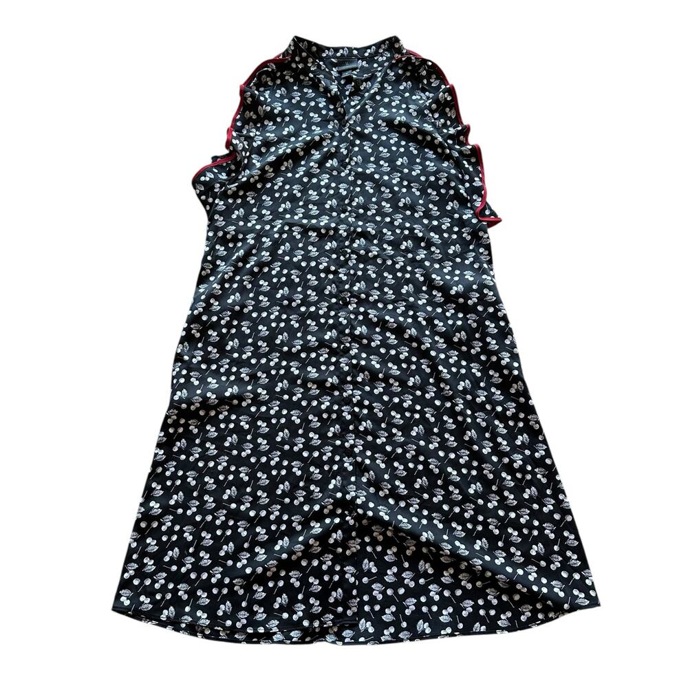 Womens Dress Size 8 Cherry Floral Black White Ruffle Retro Pinup Rockabilly
